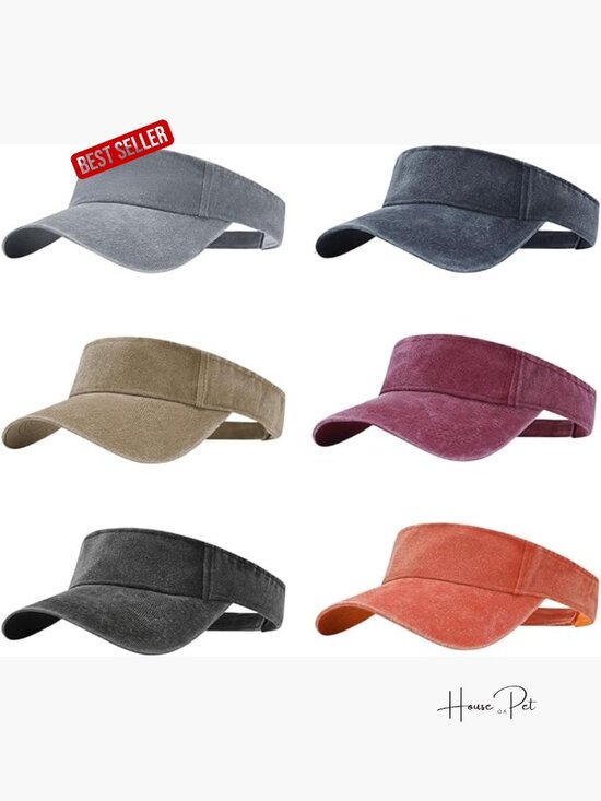 6-Pack Adjustable Sun Visors - Cotton, Unisex Hats main image 4